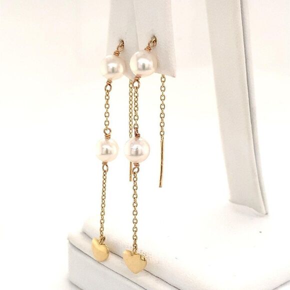 Akoya Pearl Earrings 14 KT Gold Certified $890 013428 - Picture 10 of 12